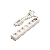 Base múltiple 6 tomas con interruptor BLANCO. 16a y 1,5m cable 3g1.5