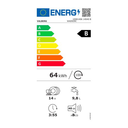 Lavavajillas 60cm blanco 14 cubiertos VALBERG 14S40 B WAD929C