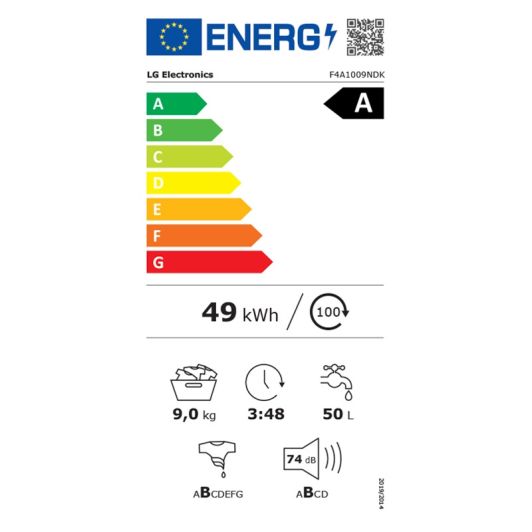 LAVADORA 9kg con programa Vapor LG F4A1009NDK