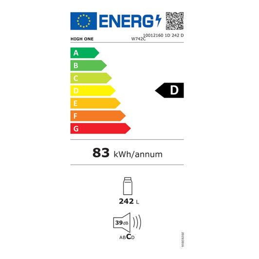 Refrigerador de 1 puerta HIGH ONE 1D 242 D W742C