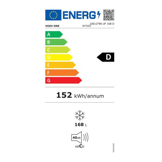 Congelador vertical HIGH ONE UF 168 D W742C