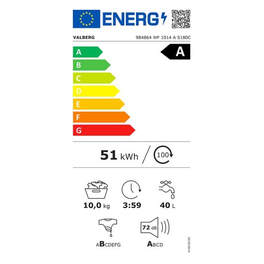 Lavadora VALBERG 10 Kg WF 1014 A T180C (10/1400/A)