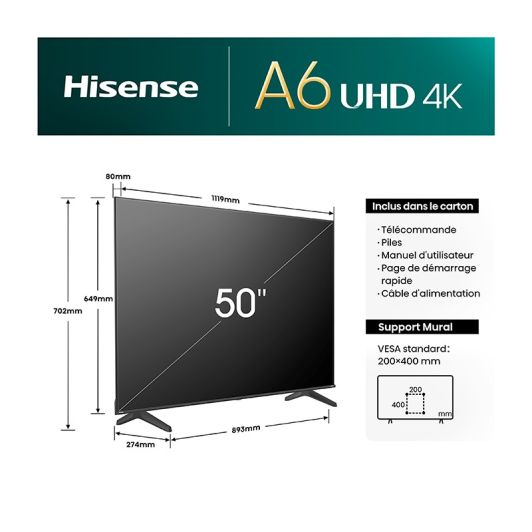 TV HISENSE 50A6N