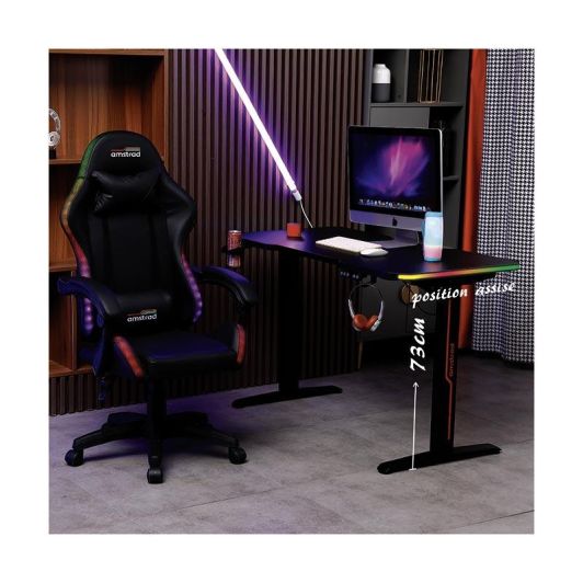 Mesa Gaming eléctrica ajustable con LEDs RGB AMSTRAD
