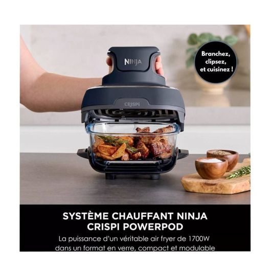 Freidora sin aire Airfry NINJA Crispi 4 en 1 con base de vidrio 1700w