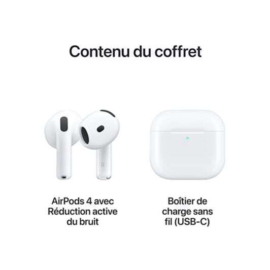 Auriculares APPLE AirPods 4 ANC con Cancelación Activa de Ruido Estuche Carga USB C Blanco Chip H2 Audio Espacial MXP93TY/A