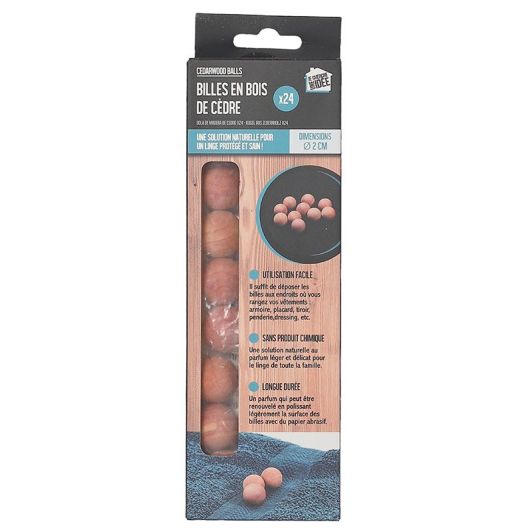 Canicas bois de cèdre anti mites x24