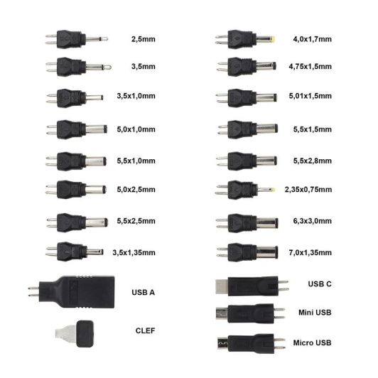 Fuente de alimentación universal EDENWOOD de 3 a 12 V - 27 W USB-C + 20 conectores