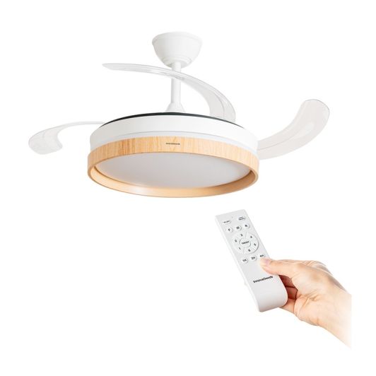 VENTILATEUR DE TECHO CON ASPAS RETRÁCTILES INNOVAGOODS V0103989 Color Blanco y Madera
