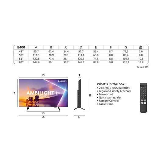 TV QLED PHILIPS 50PUS8400 Ambilight