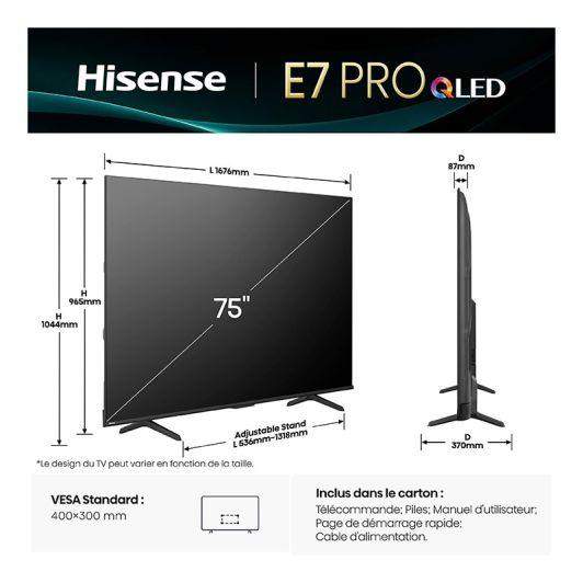 HISENSE 75E7Q PRO QLED Smart TV 75