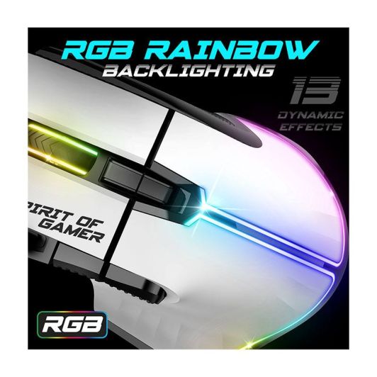 Ratón gaming SPIRIT OF GAMER PRO M5 con cable blanco de 12800 DPI