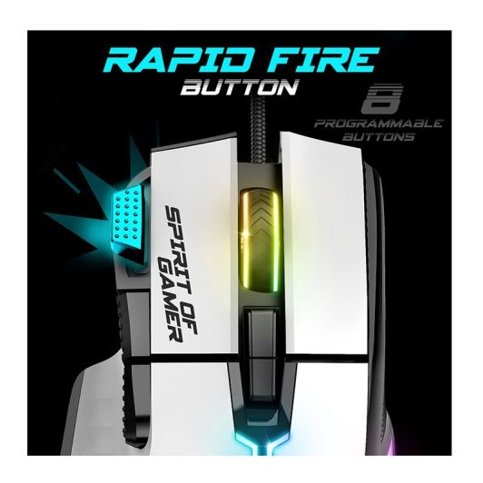 Ratón gaming SPIRIT OF GAMER PRO M5 con cable blanco de 12800 DPI