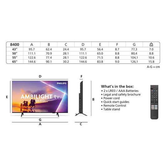 TV QLED PHILIPS 65PUS8400 Ambilight