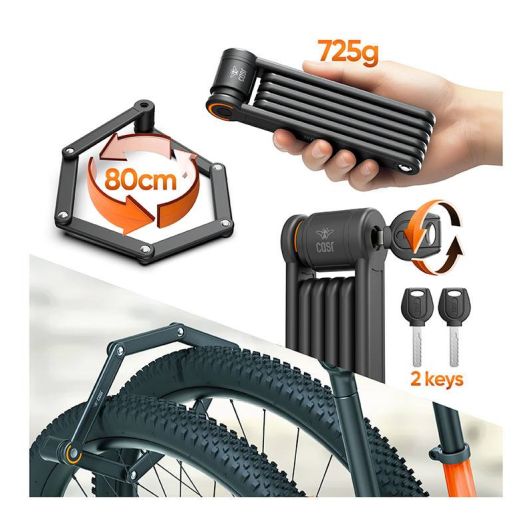 Candado plegable CASR con soporte para bicicleta y patinete