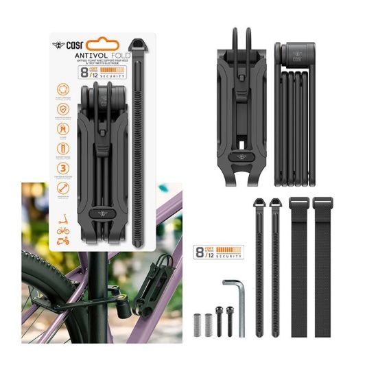 Candado plegable CASR con soporte para bicicleta y patinete