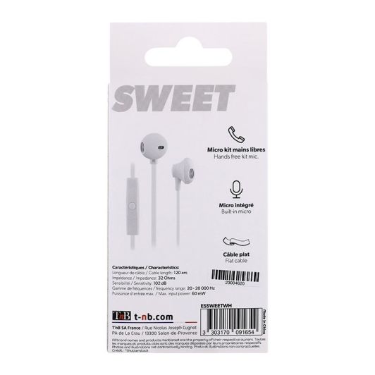 Auriculares con cable y micrófono TNB SWEET blancos