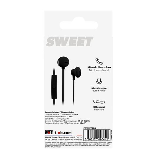 Auriculares con cable y micrófono TNB SWEET negros