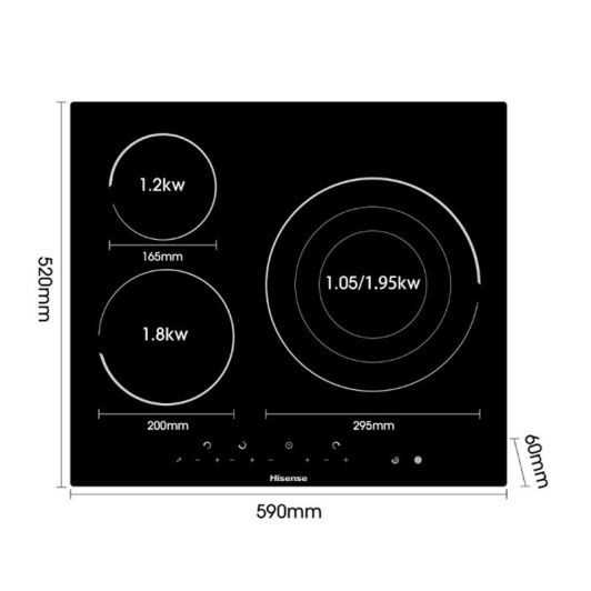 Placa Vitrocerámica 3 zonas 2700w HISENSE E6332BSCE