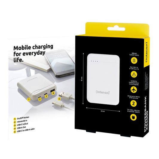 Batería de respaldo POWERBANK INTENSO 5000 MaH BLANCO