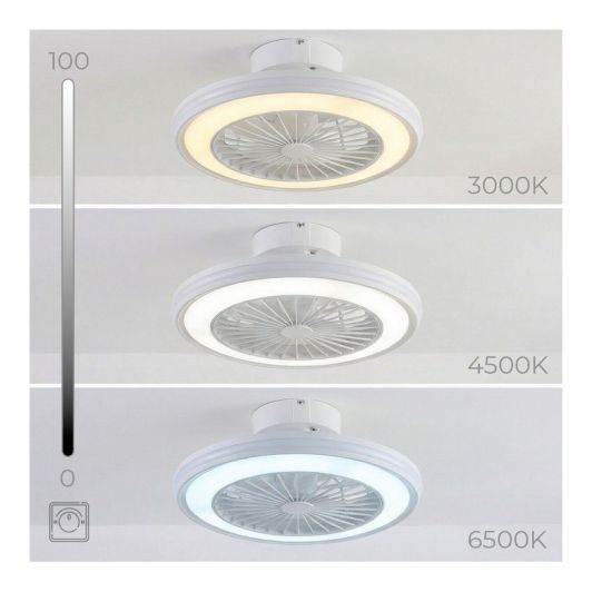 INNOVAGOODS Ventilador de Techo con Luz LED , aspas integradas, Motor DC Silencioso 6 Velocidades Blanco y RGB