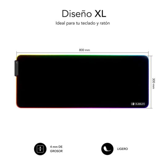 Alfombrilla Ratón Xl LED RGB 800x300x4  SUBBLIM 