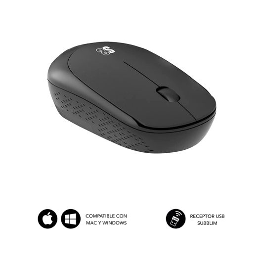 Pack Alfombrilla XL y Ratón Inalámbrico Harmony Negro SUBBLIM