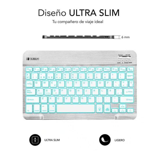 Teclado Retroiluminado Smart Bluetooth Para Tablet O Ipad    SUBBLIM   