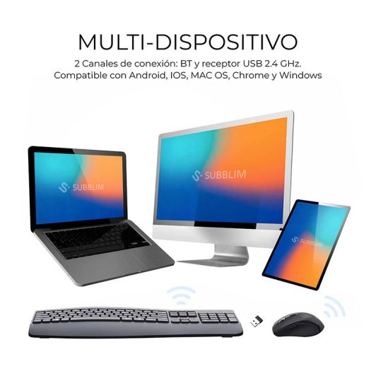 Pack Teclado+Raton Ergonomico OFFICE PROWAVE Negro SUBBLIM