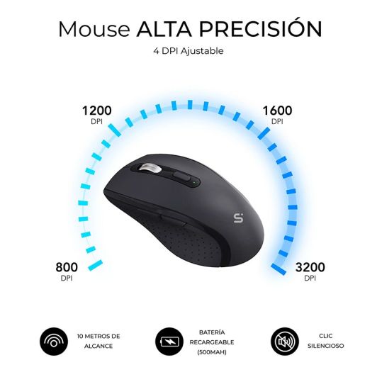   Pack Teclado+Raton Ergonomico OFFICE PROWAVE Negro SUBBLIM   
