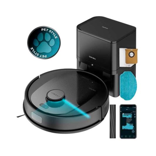 Cecotec Robot Aspiradora y Base Autovaciado Conga 7690 Immortal MAX Home M, Navegación Laser, Succión 5000 Pa