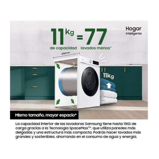 Lavadora 11kg con Autodosificación Clase A-10% WW11DG6B85LKU3 SAMSUNG