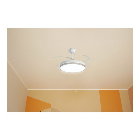 Ventilador de techo con aspas retráctiles, blanco, 6 velocidades, HTW blanco