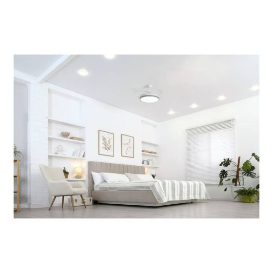 Ventilador de techo con aspas retráctiles, blanco, 6 velocidades, HTW blanco