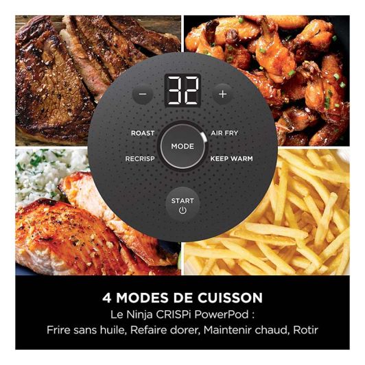 Freidora sin aceite, Airfry, NINJA CRISPI FN101EUSG con base de vidrio 5,2L