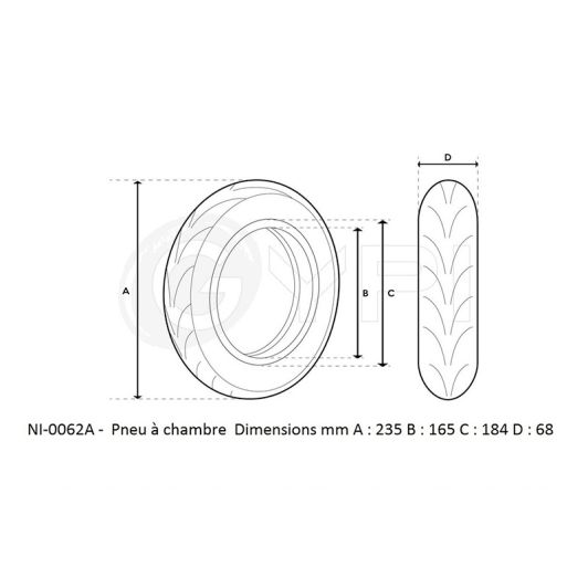 Neumático GYPI sin cámara con gel, 10 pulgadas, 60 psi