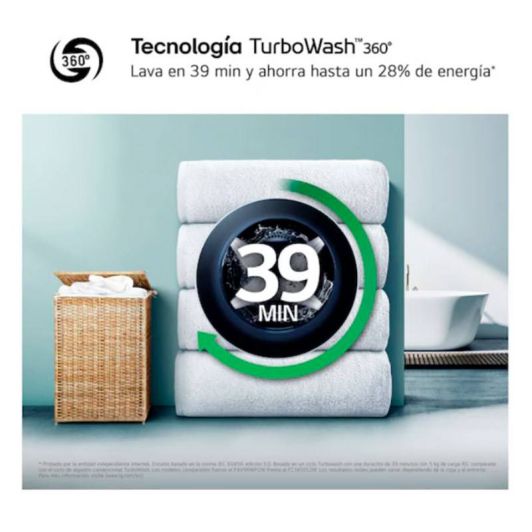 Lavadora Inteligente LG F2X50S8TLB, 8kg, 1200rpm, clase A-30%, F2X50S8TLB 