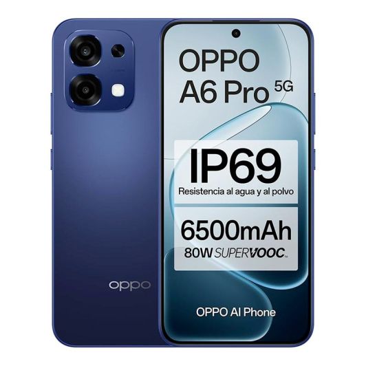 OPPO A6 Pro 5G - Smartphone Libre con IA, 8GB RAM+256GB, Batería 6500 mAh, Carga Rápida 80W, Pantalla AMOLED 120Hz, IP69, Cámara 50MP AI, Dual SIM - Color Stellar Black