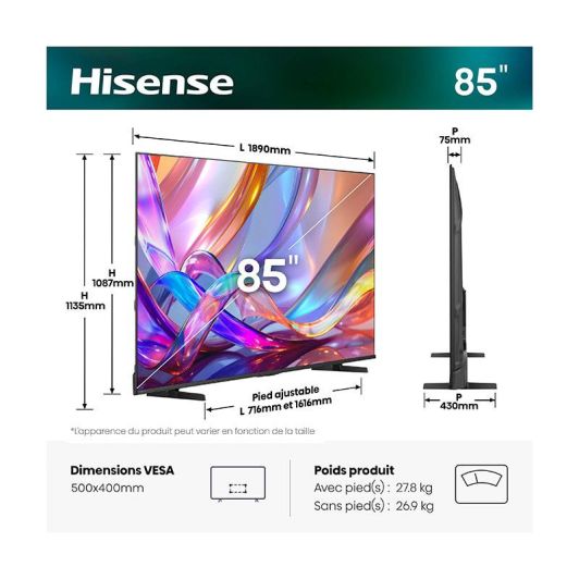 TV QLED HISENSE 85E7S