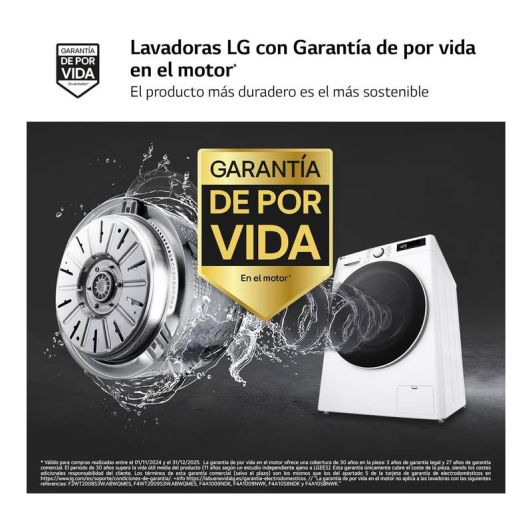 LAVADORA 13kg, Clase A-20%, Vapor Steam, 1400rpm,  LG F4WR6013A0W