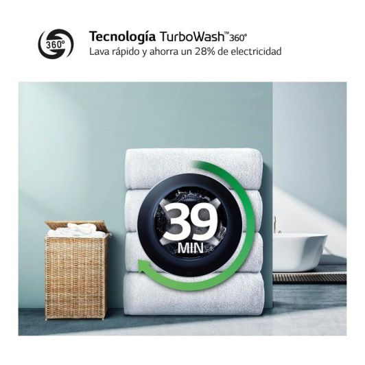 LAVADORA 13kg, Clase A-20%, Vapor Steam, 1400rpm,  LG F4WR6013A0W