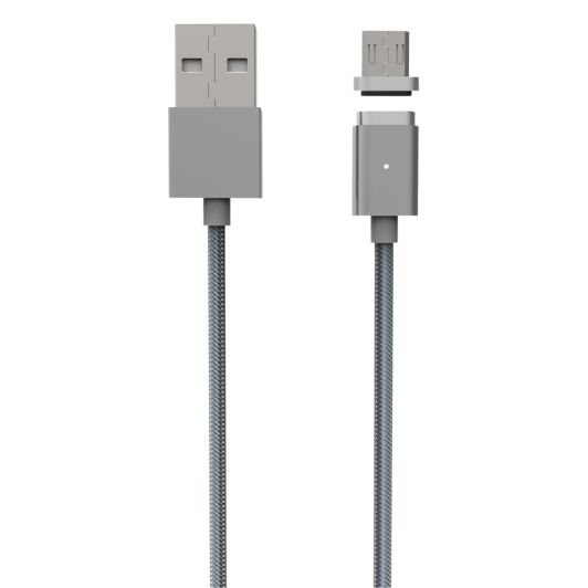 Cable sincornizac/carga ON.EARZ magn 1,2m 2,4A m-USB gris