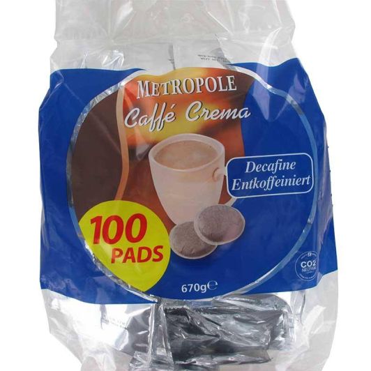 Bolsa 100 monodosis de café compatibles Senseo METROPOLE Descafeinado	
