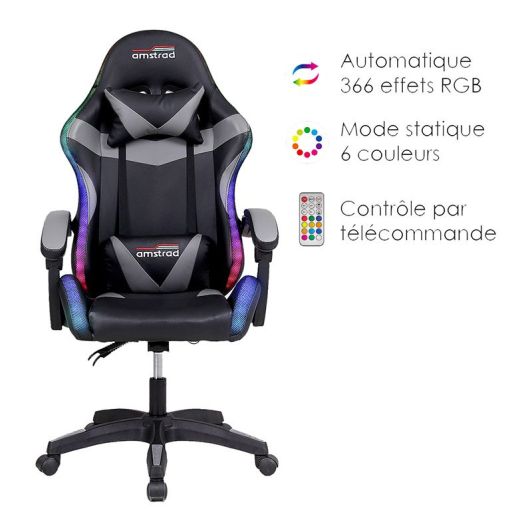 Sillon Gaming AMSTRAD AMS 800/900 LED - Estilo RGB + Respaldo Ajustable
