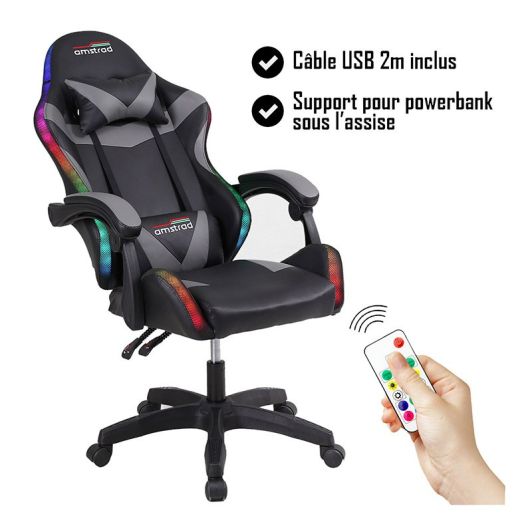 Sillon Gaming AMSTRAD AMS 800/900 LED - Estilo RGB + Respaldo Ajustable