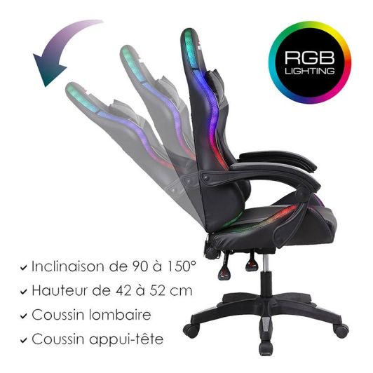 Sillon Gaming AMSTRAD AMS 800/900 LED - Estilo RGB + Respaldo Ajustable