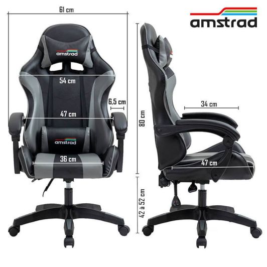 Silla Gaming LED RGB AMSTRAD AMS 800 negro