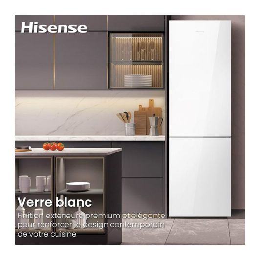 Frigorífico Combi Total No Frost HISENSE 336L 200cm Cristal Blanco Clase D
