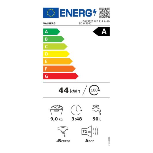 Lavadora carga frontal 9kg, 1400rpm, clase A-10%, ideal para 4-5 personas, VALBERG WF 914 A-10 SD W566C