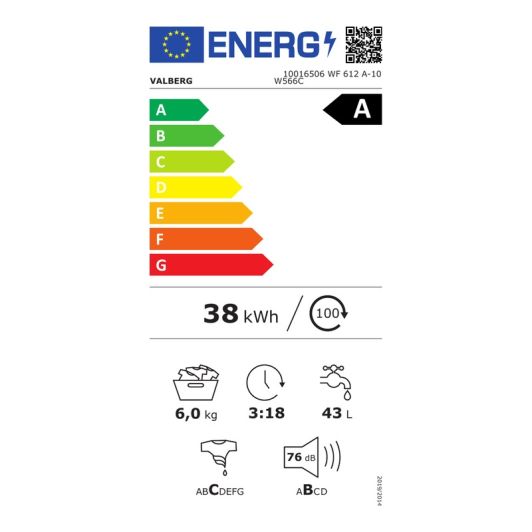 Lavadora 6kg, 1200rpm, clase A-10%, VALBERG WF 612 A-10